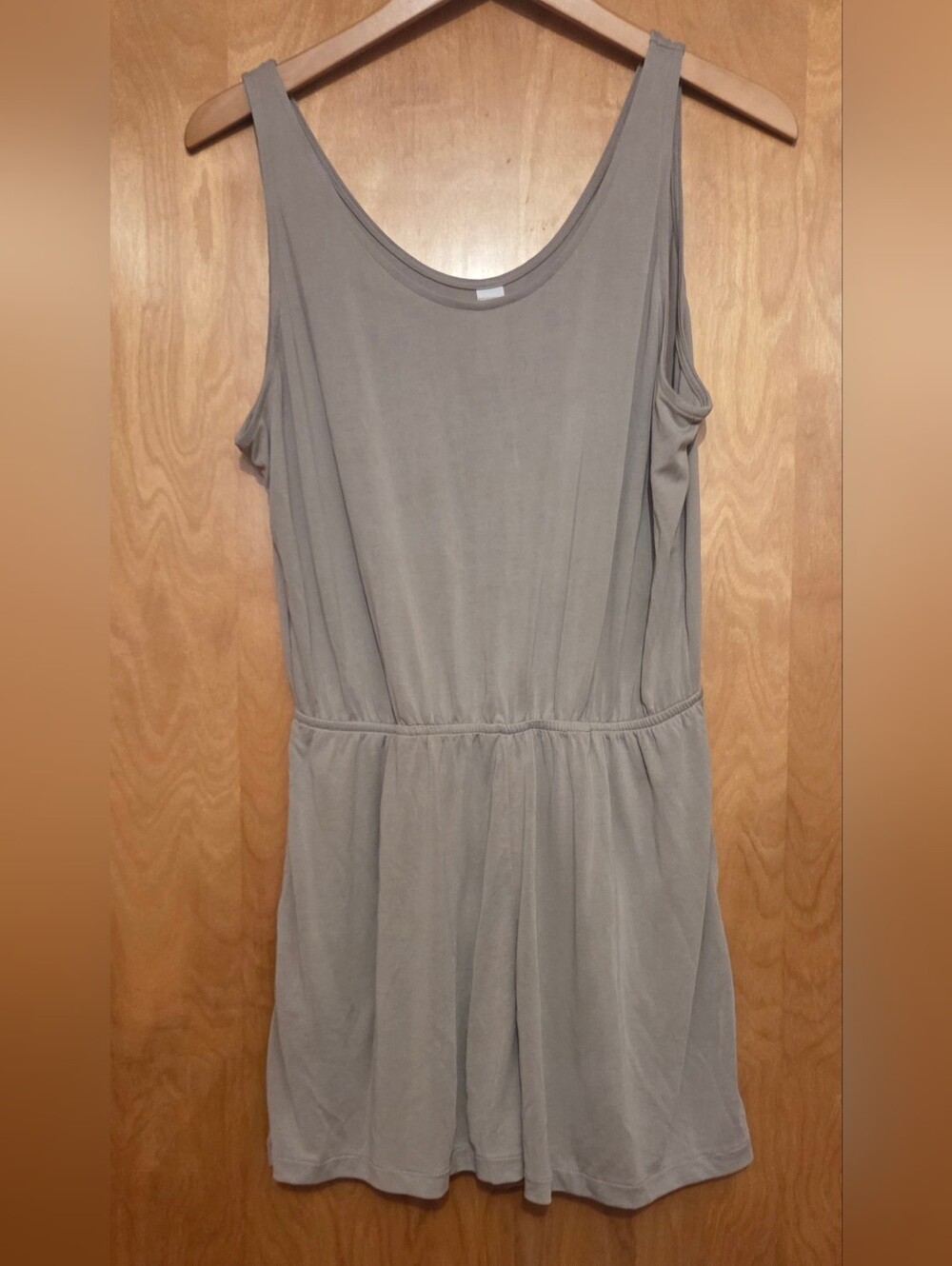 Sleeveless Scoop Neck Casual Shorts Jumpsuit in Taupe NWOT